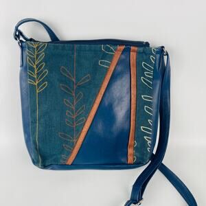 Handmade Artisan Blue Botanical Crossbody by Cookie Shearer's Custom Designs